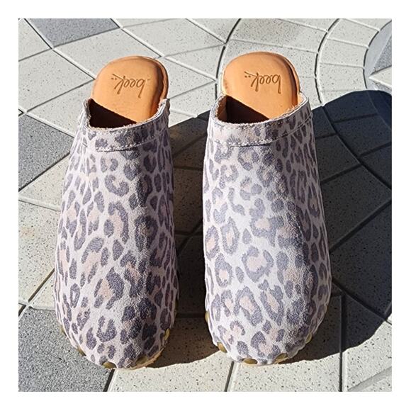 Beek Woodpecker Suede Handcrafted Leopard Clogs 6 - Picture 3 of 8